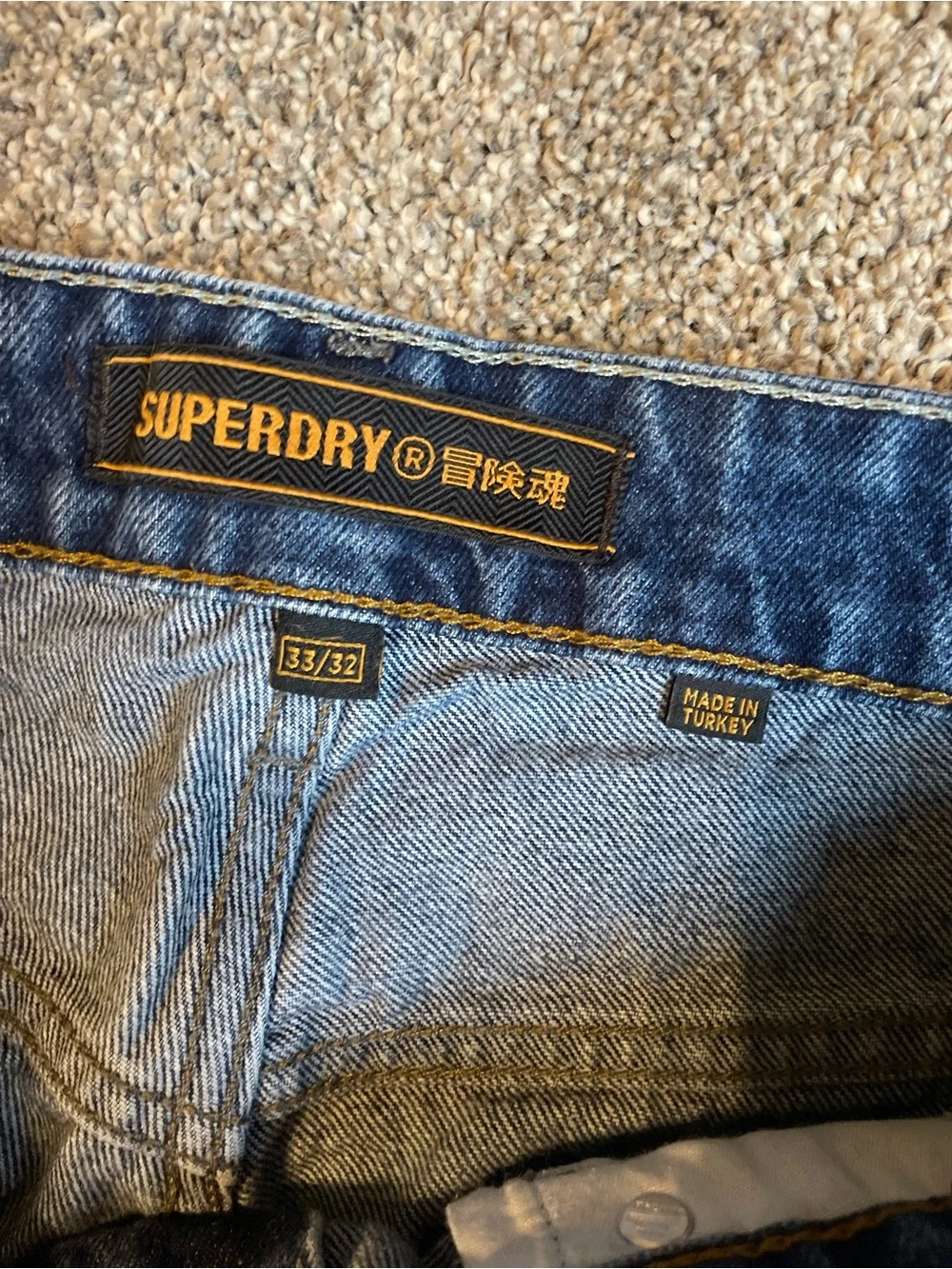 Superdry Men's Dark Blue Jeans - Classic Straight Fit Size 33/32